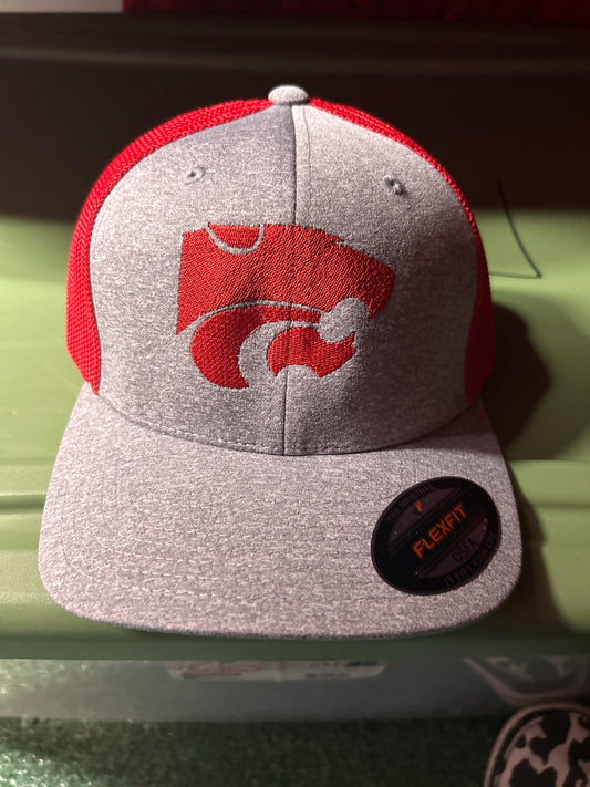 Grey/red fitted hat